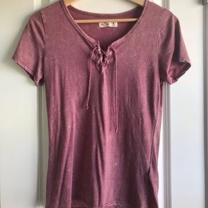 red/purple laced up tee